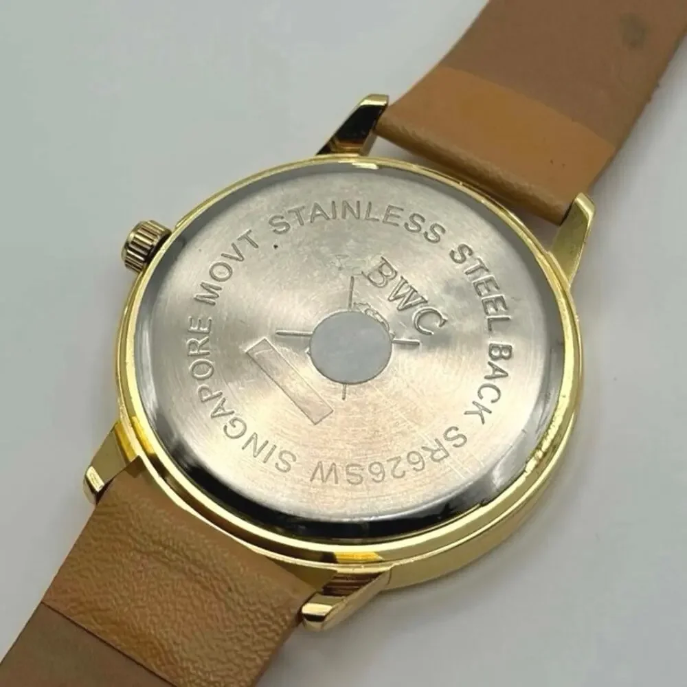 Gold & Tan Floral Watch